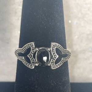 Black Faux Gem Accent Ring